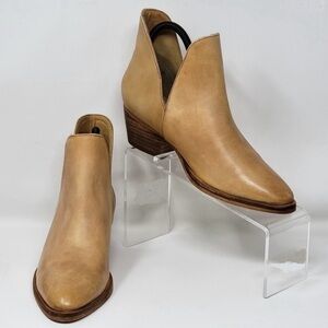 Free People Tan Leather V-Cut Ankle Booties